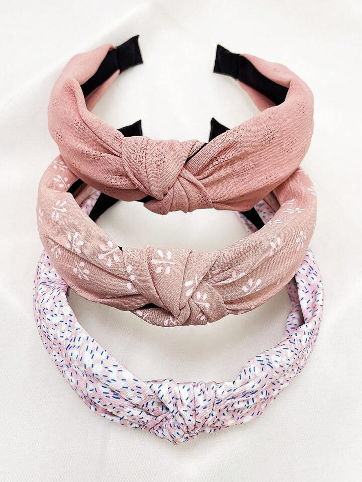 3pcs/set Women's Fashionable & Versatile Leopard And Pure Color Wide Knot Headband, Suitable For ... | SHEIN