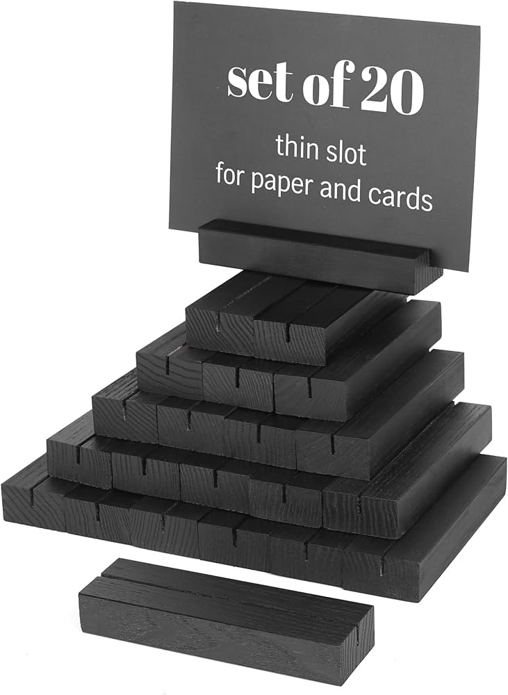 20 Pack Black Wood Place Card Holder - Events Party Tabletop Sign Holder - Table Place Cards - Ta... | Amazon (US)