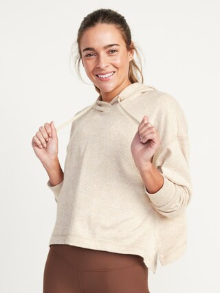 Loose Cropped Sweater-Knit Hoodie for Women | Old Navy (US)