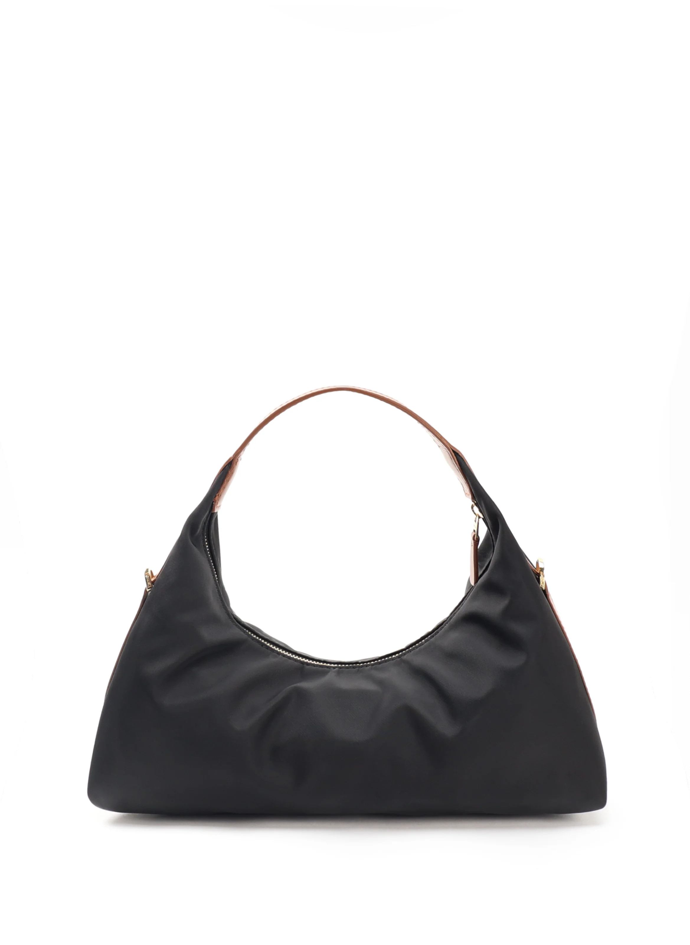 Le Nylon Medium Nylon/Leather Trimming Black/Cognac | Elleme