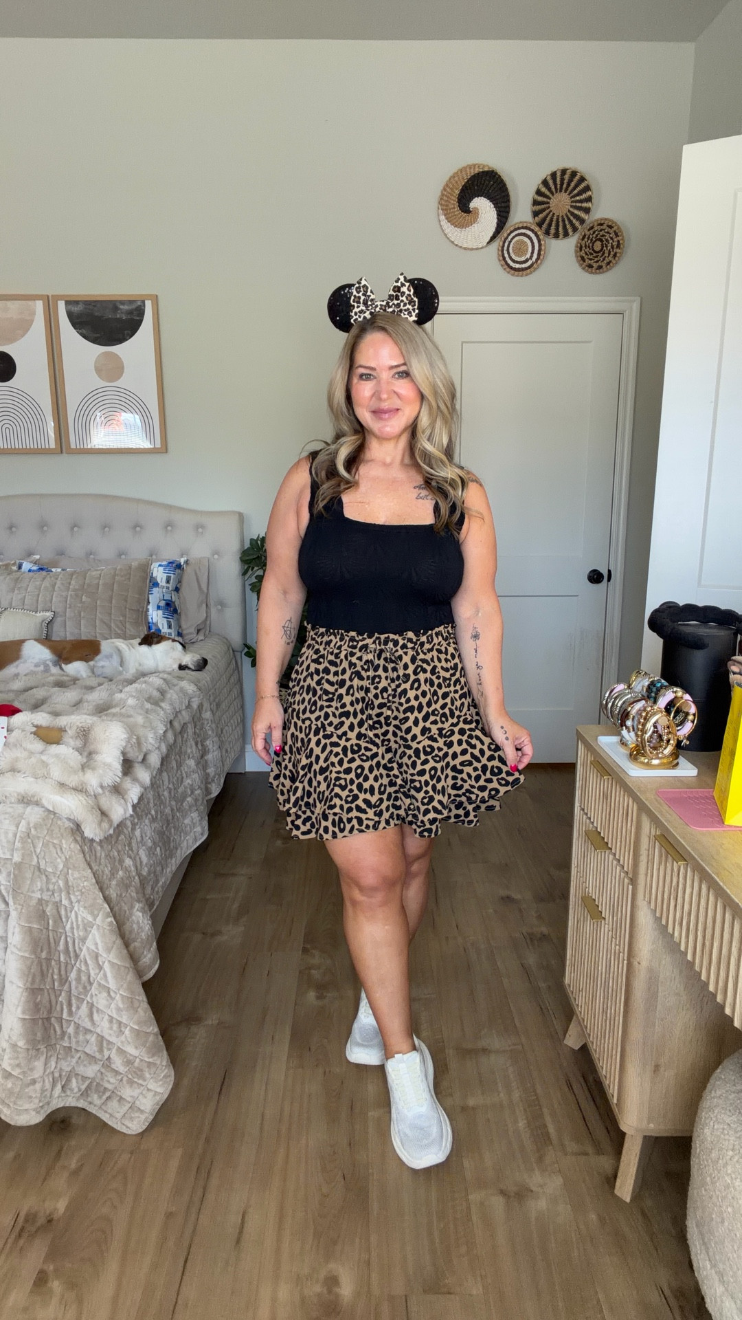 Blue jumper size large
Black skort size large
Red tank size large
Sports bra size large
Leopard skort size large 
Black tank size large
White tank size large 
Yellow pants size medium 
Pink 2 piece set size large
Shoes tts 

#LTKPetite #LTKMidsize #LTKOver40