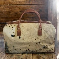 Sample Sale Highlands Speckled Black Large Genuine Cowhide Weekender Duffel #3 | Etsy (US)