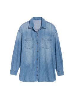 Oversized Jean Boyfriend Shirt for Women | Old Navy (US)