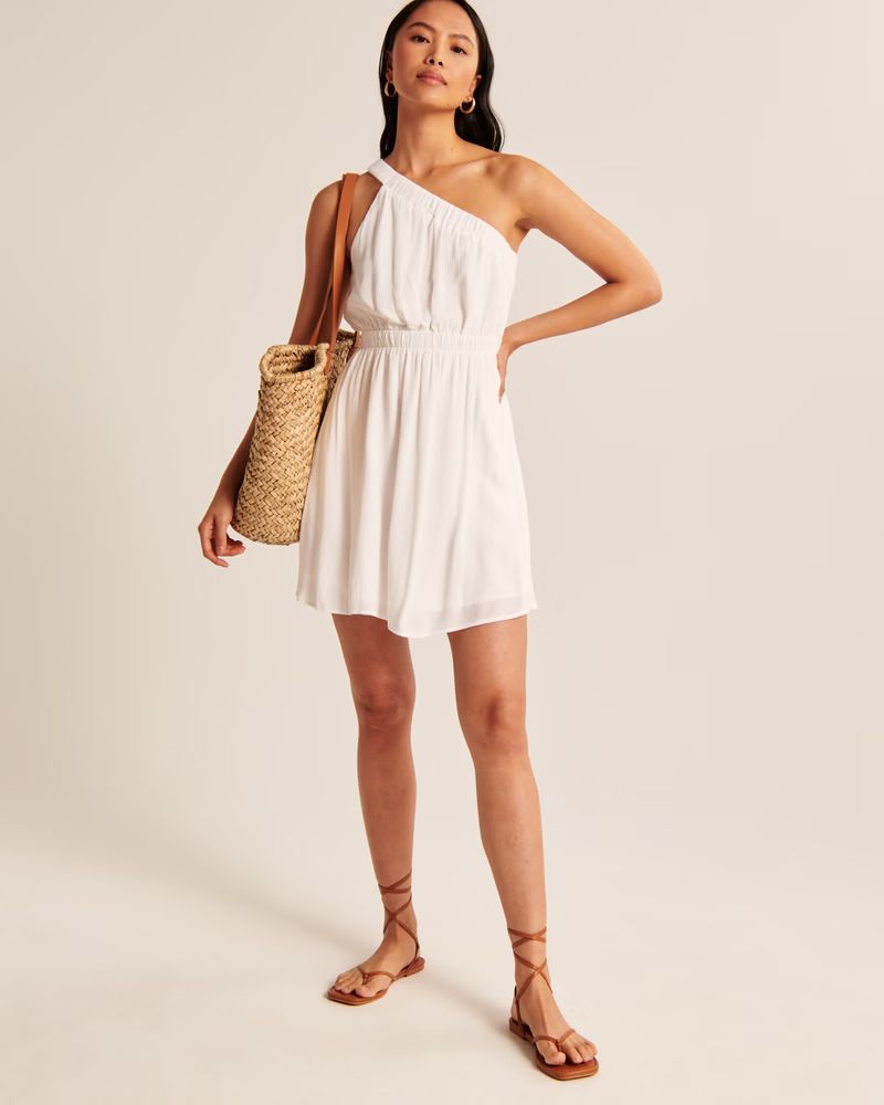 Women's Asymmetrical Scrunchie Strap Mini Dress | Women's Dresses & Jumpsuits | Abercrombie.com | Abercrombie & Fitch (US)