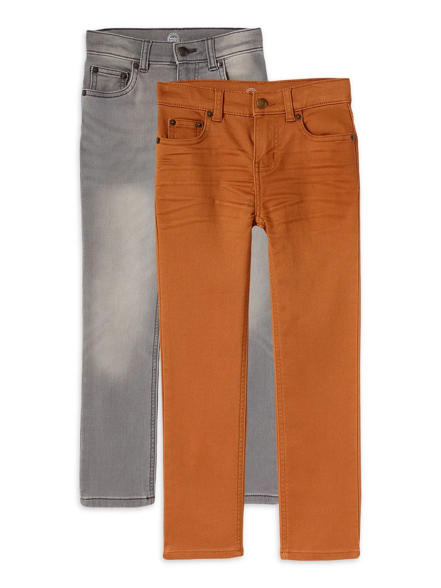 Wonder Nation Boys Slim Knit Denim Jeans, 2-Pack, Sizes 4-18 & Husky | Walmart (US)