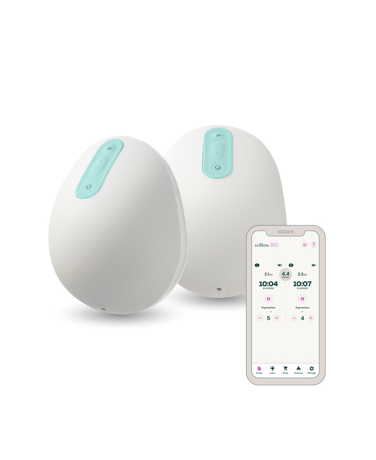 Willow 360 Wearable Double Electric Breast Pump - 24mm - White | Macy's