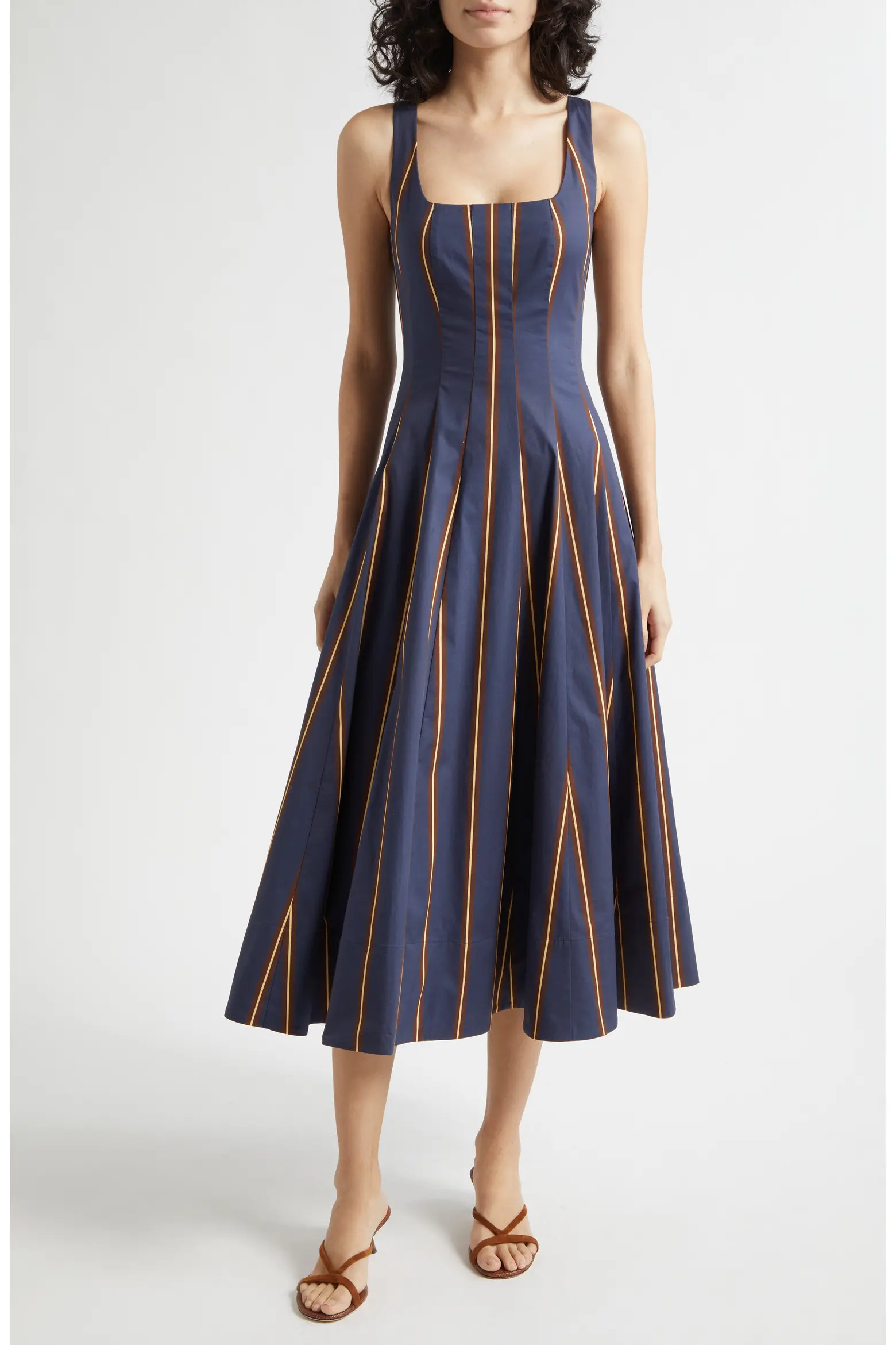 Wells Stripe Stretch Cotton Poplin Midi Dress (Women) | Nordstrom | Nordstrom