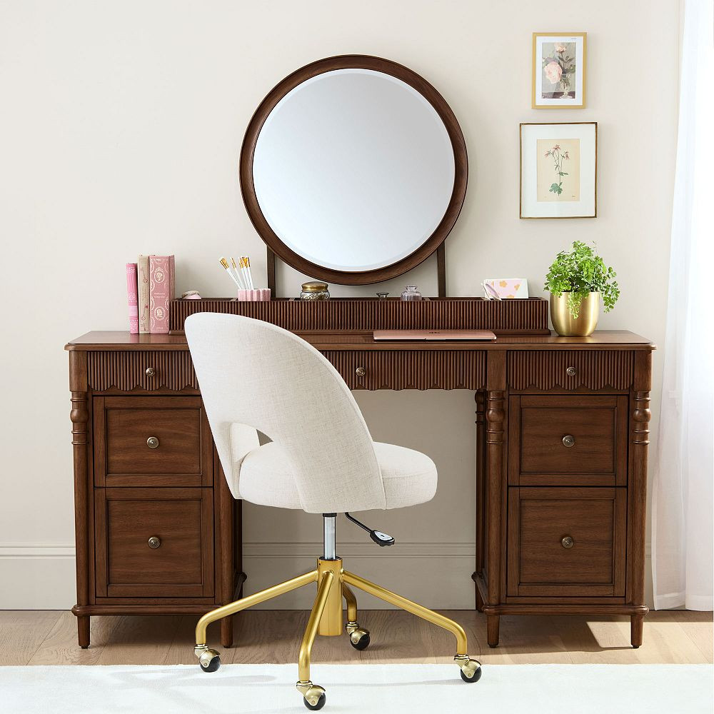 Chris Loves Julia Scallop Storage Vanity Desk (65") | Pottery Barn Teen
