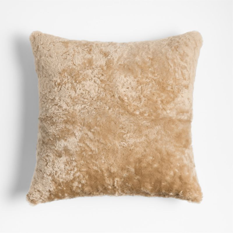 Malmo Shearling 20"x20" Camel Tan Throw Pillow with Feather Insert + Reviews | Crate & Barrel | Crate & Barrel