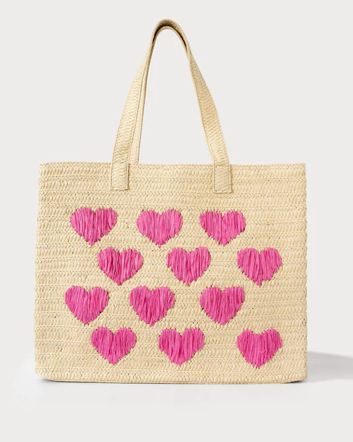 Francine Heart Straw Tote - Light Natural/Pink | VICI