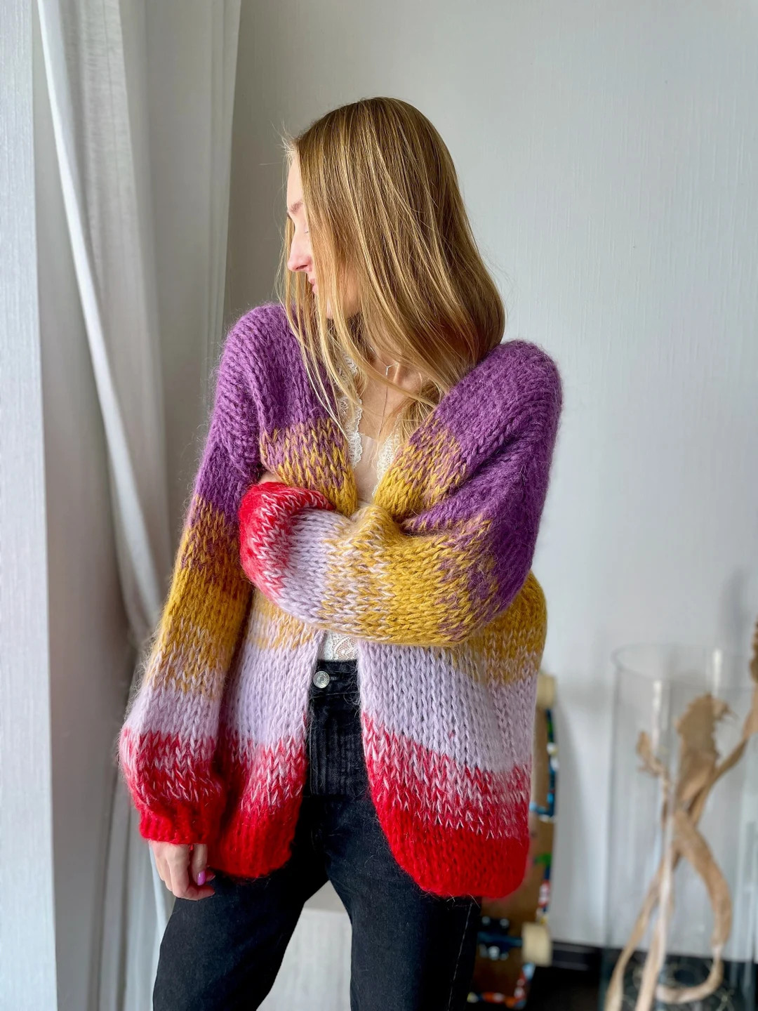 IN STOCK Cozy Hand knit Cardigan Mohair, oversize woman sweater, Chunky cardigan, Cashmere sweate... | Etsy (US)