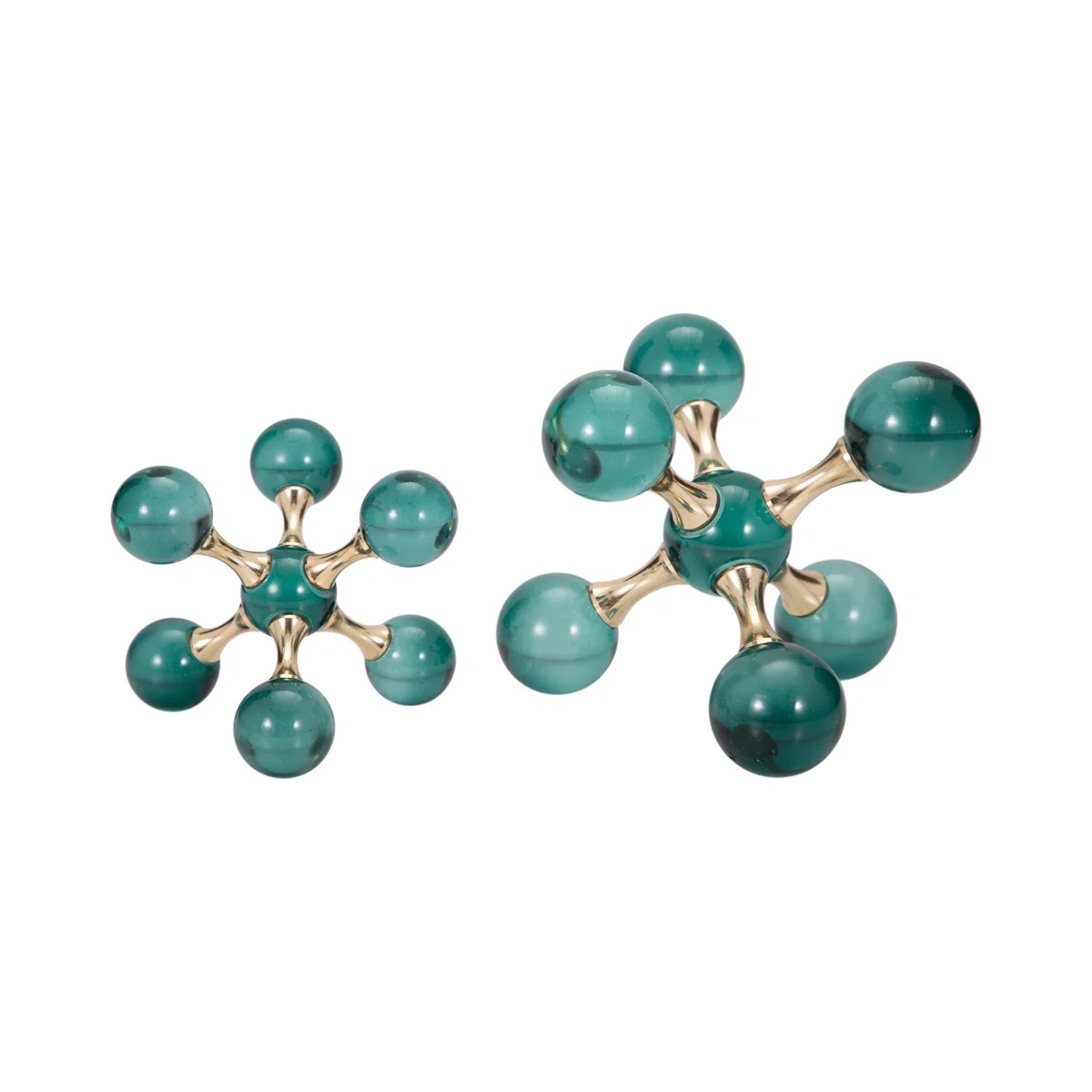 Orren Ellis Modern Glass Crystal and Gold Metal Molecular Sphere Bookends | Wayfair | Wayfair North America