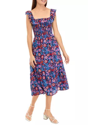 Vineyard Vines Cay Floral Smocked Midi Dress | Belk