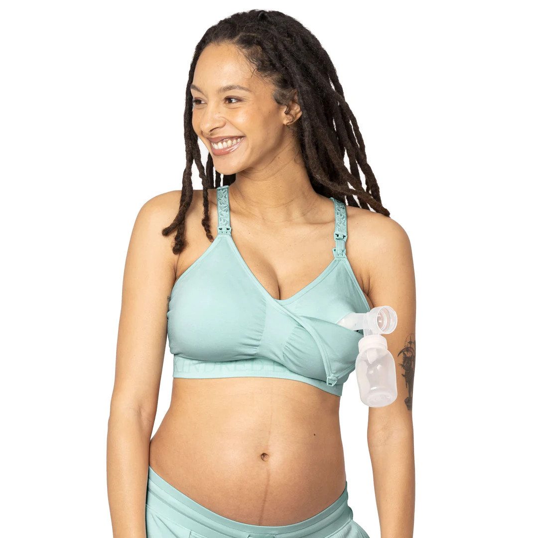 Sublime® Hands-Free Pumping & Nursing Sports Bra | Dusty Blue Green - Kindred Bravely | Kindred Bravely