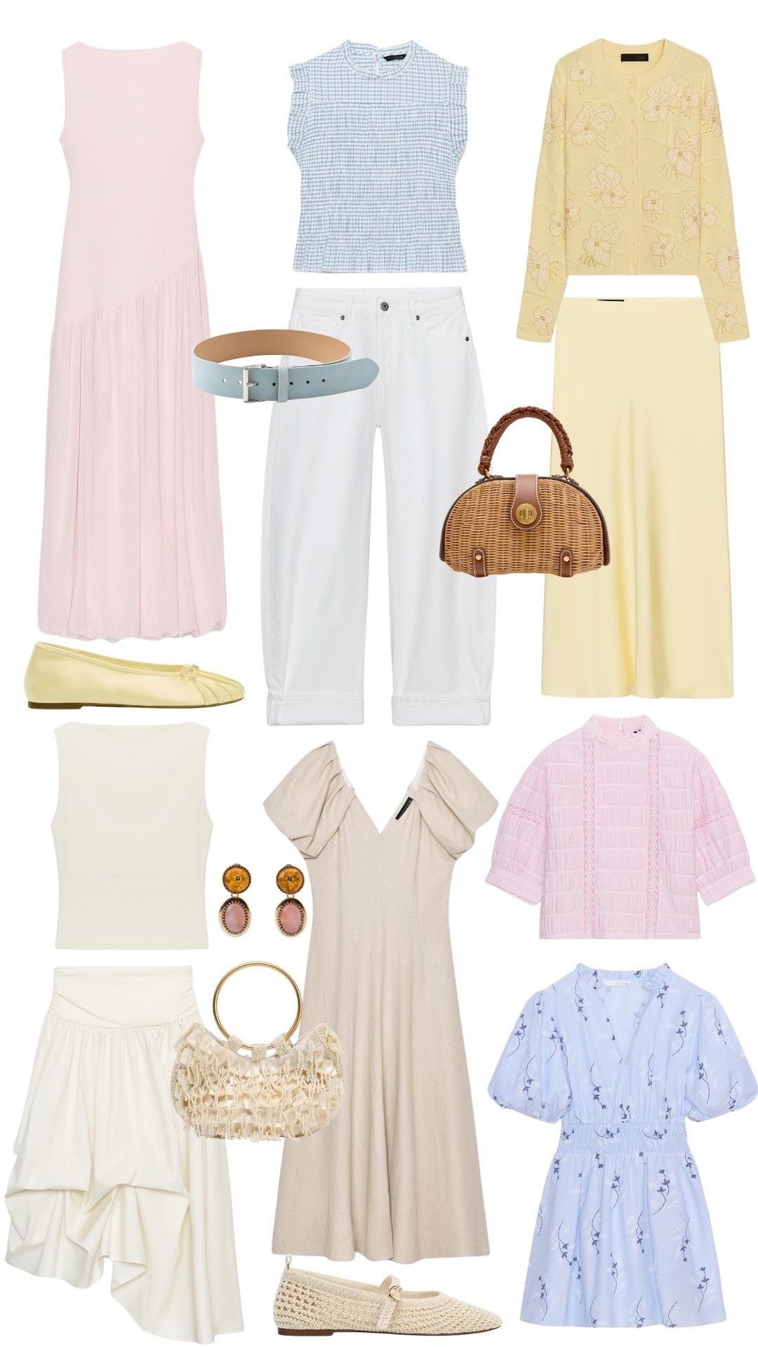 Zara spring new arrivals 🌼💓🌴 Perfect for your upcoming spring/summer travels or vacation. Butter yellow set + ballet flats, linen dress, blue gingham, white jeans, pearl accessory beaded bag, wicker bag & more. 

#LTKgrwm #LTKSeasonal #LTKootd