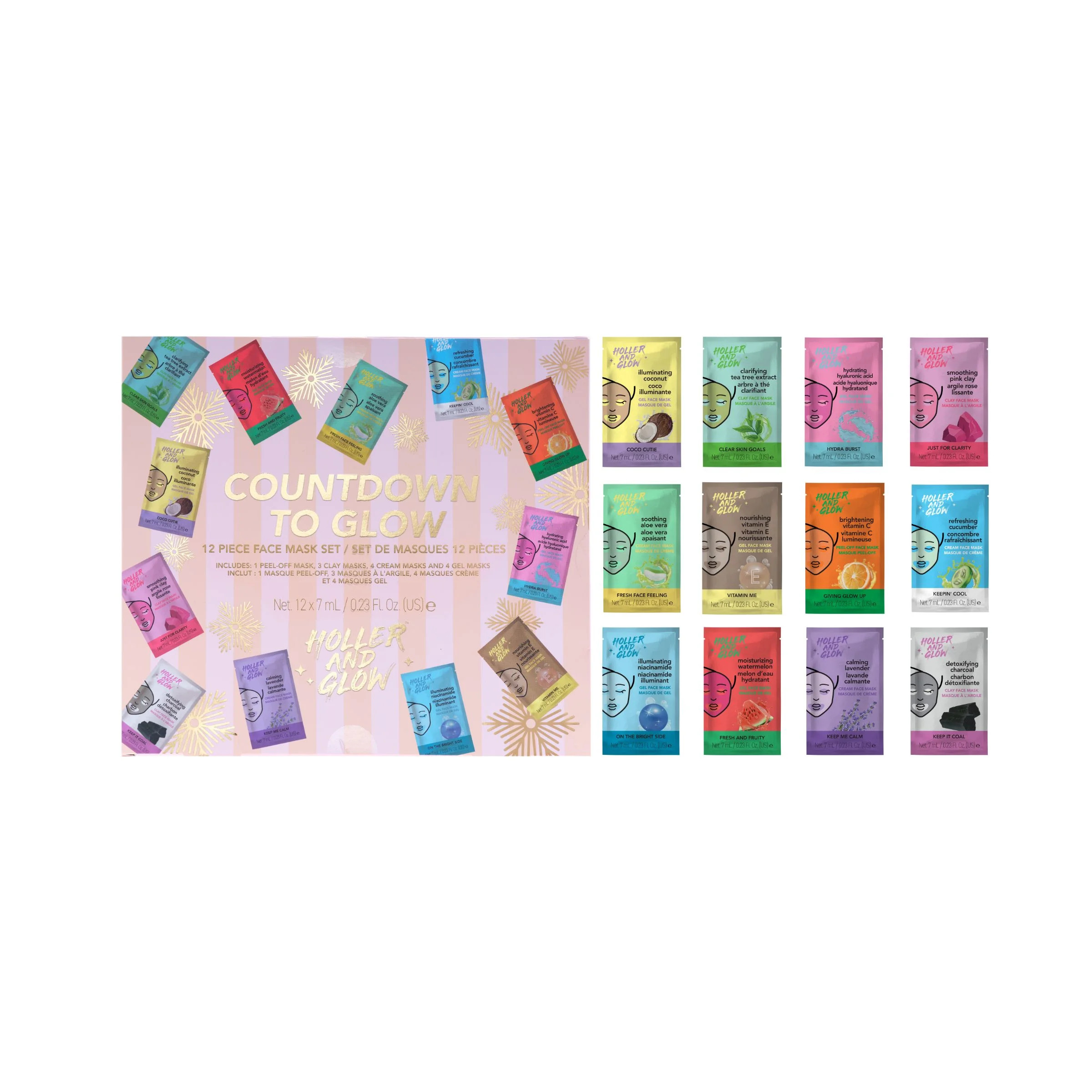 Holler and Glow Limited Edition Countdown to Glow Clay Mask Set, 12 Piece Gift Set | Walmart (US)