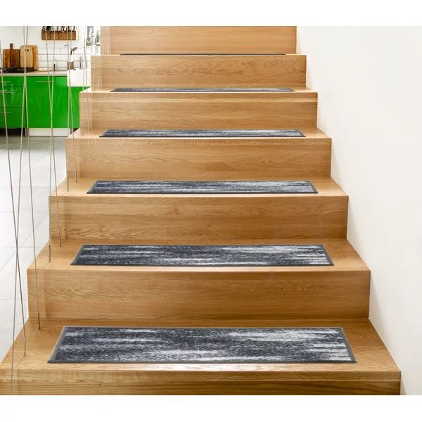 Cloda Distressed Abstract Non-Slip Gray Stair Tread (Set of 13) | Wayfair Professional