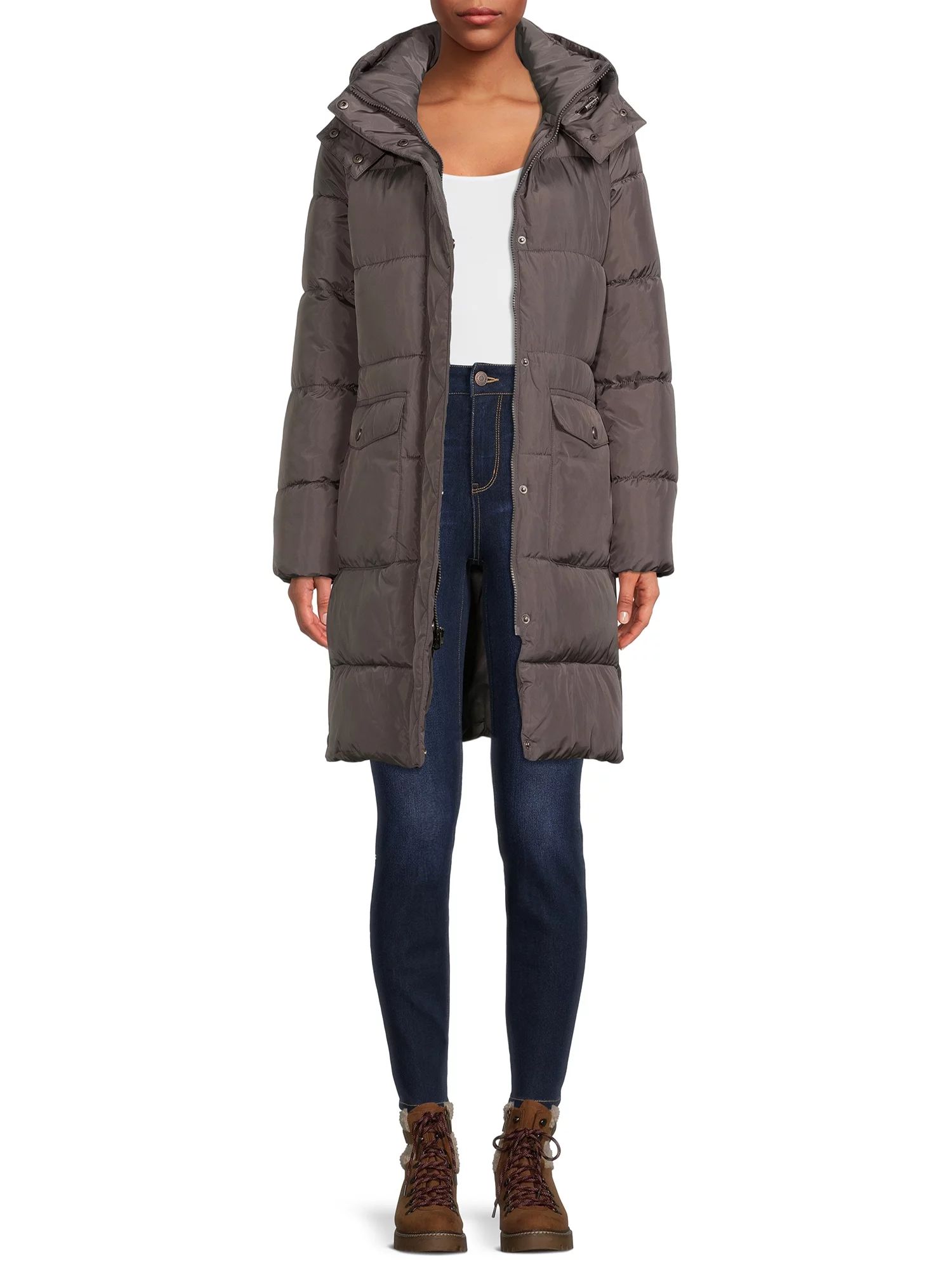 BCBG Paris Women's Long Puffer Coat with Hood, Sizes S-XL | Walmart (US)