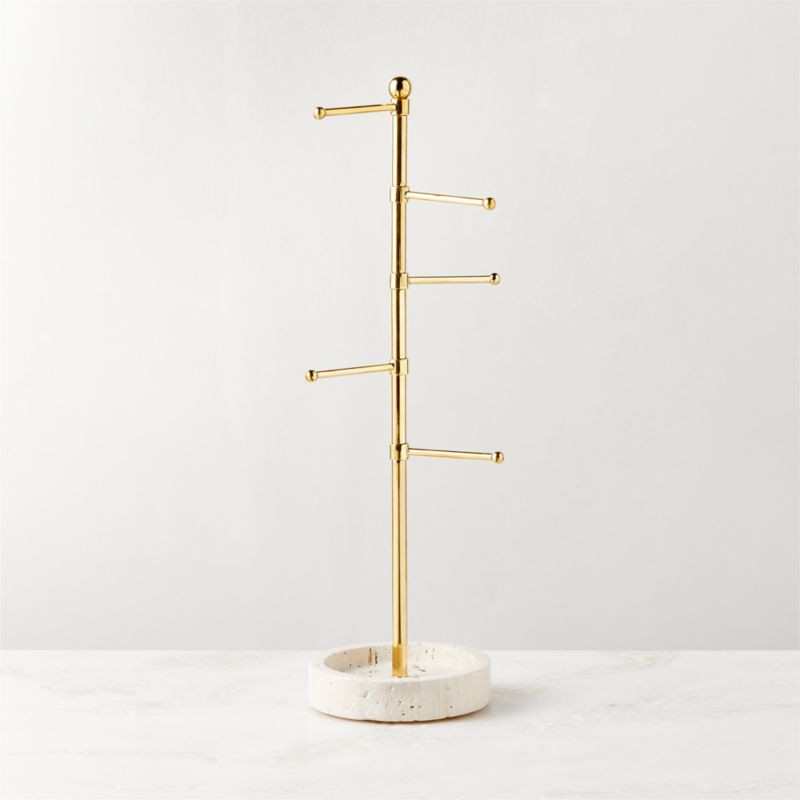 Pierce Travertine and Brass Jewlery Tower | CB2 | CB2