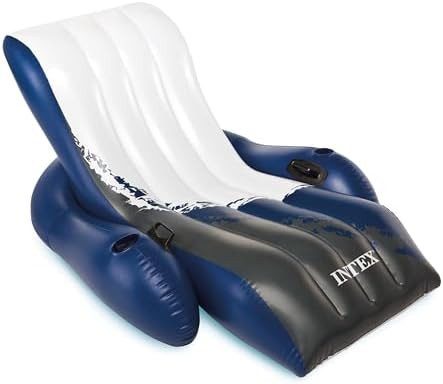 Intex Inflatable Lounge Pool Recliner Lounger Chair with Cup Holders - Heavy-Duty Float Raft for ... | Amazon (US)