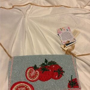 VIRAL Beaded Tomato Crossbody Bag with Gold Chain | Poshmark
