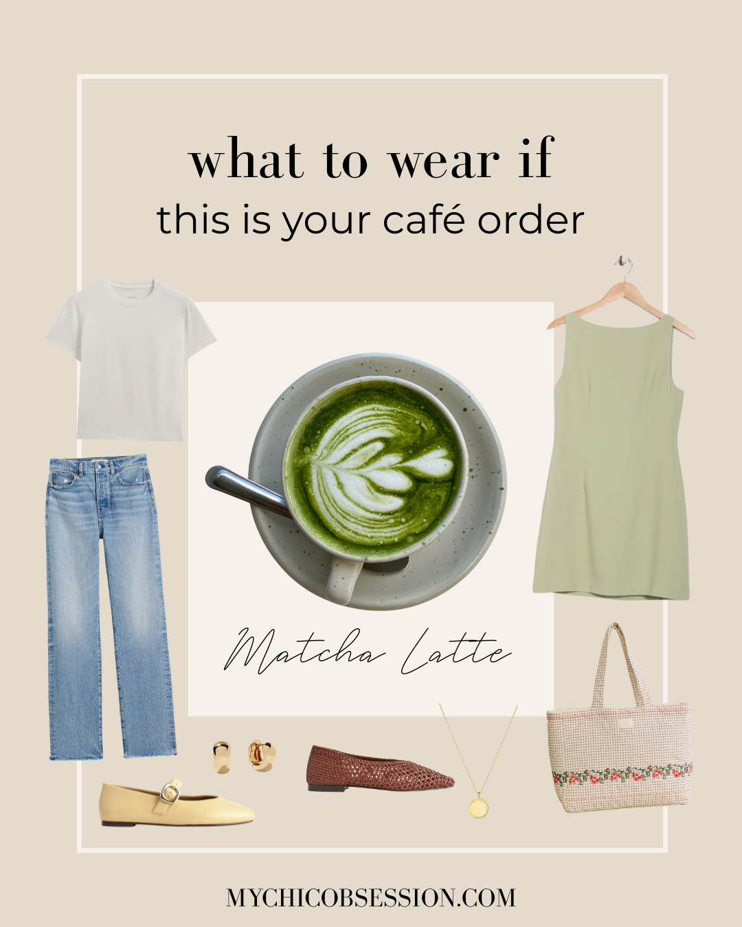 If your go-to cafe order is a matcha latte, here are a few pieces that fit right in with your signature style. Consider summer staples like a light green mini dress, a classic white t-shirt, denim, a patterned tote bag, fun flats, and gold jewelry. 

 #LTKSeasonal #LTKStyleTip #LTKShoeCrush