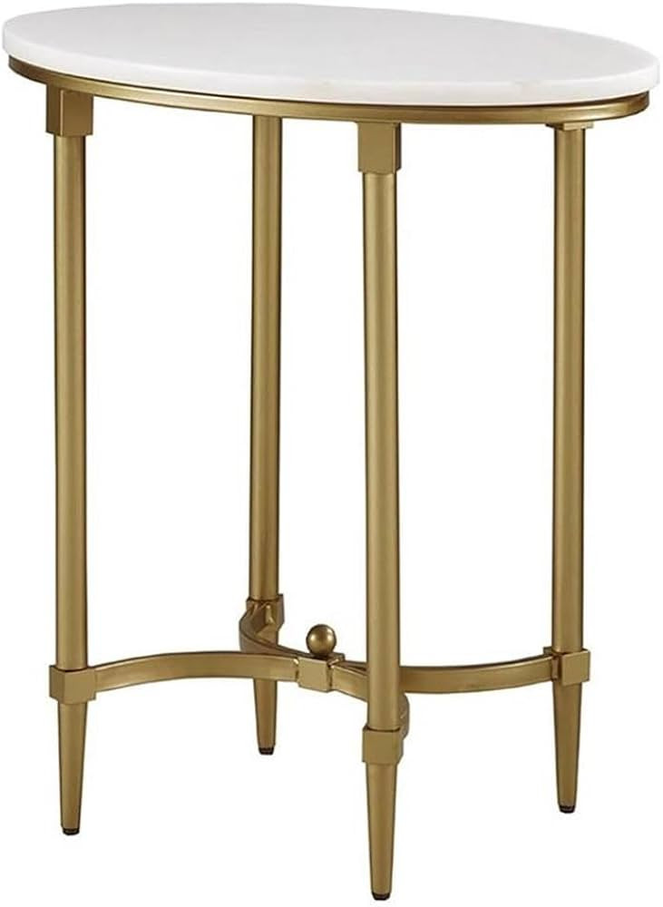 MAKLAINE Traditional Metal and Marble End Table, 24.63 in H x 14.5 in W x 22.5 in D, White Marble... | Amazon (US)
