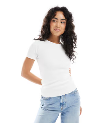 JJXX ribbed fitted tee in white | ASOS | ASOS (Global)