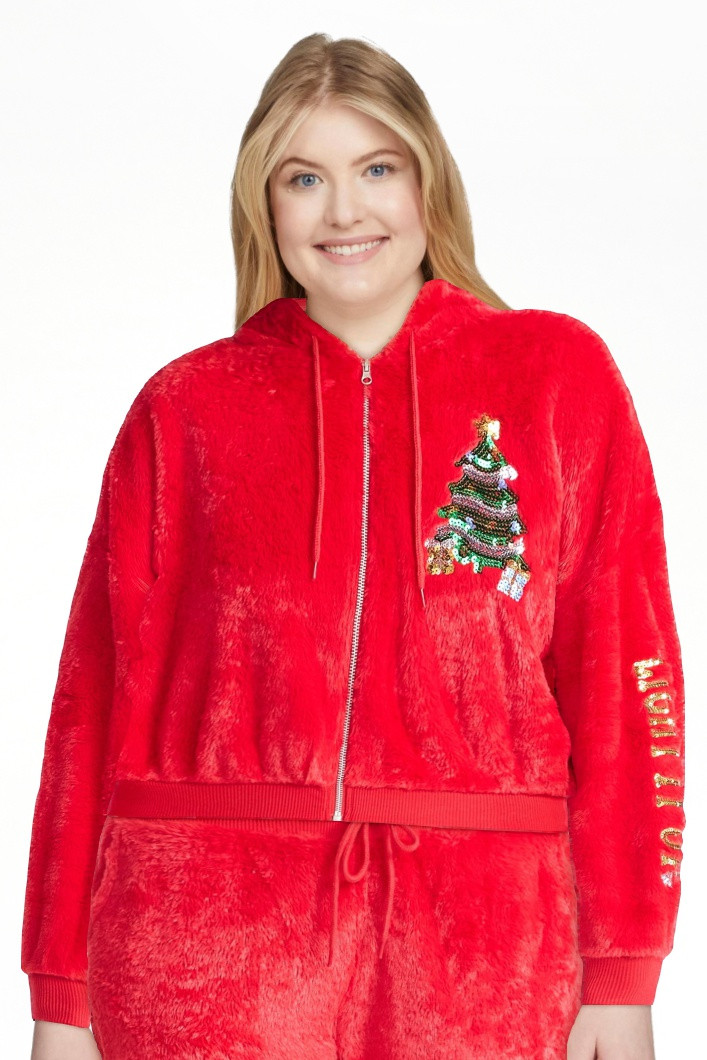 No Boundaries Christmas Plush Jacket, Women's & Women's Plus | Walmart (US)