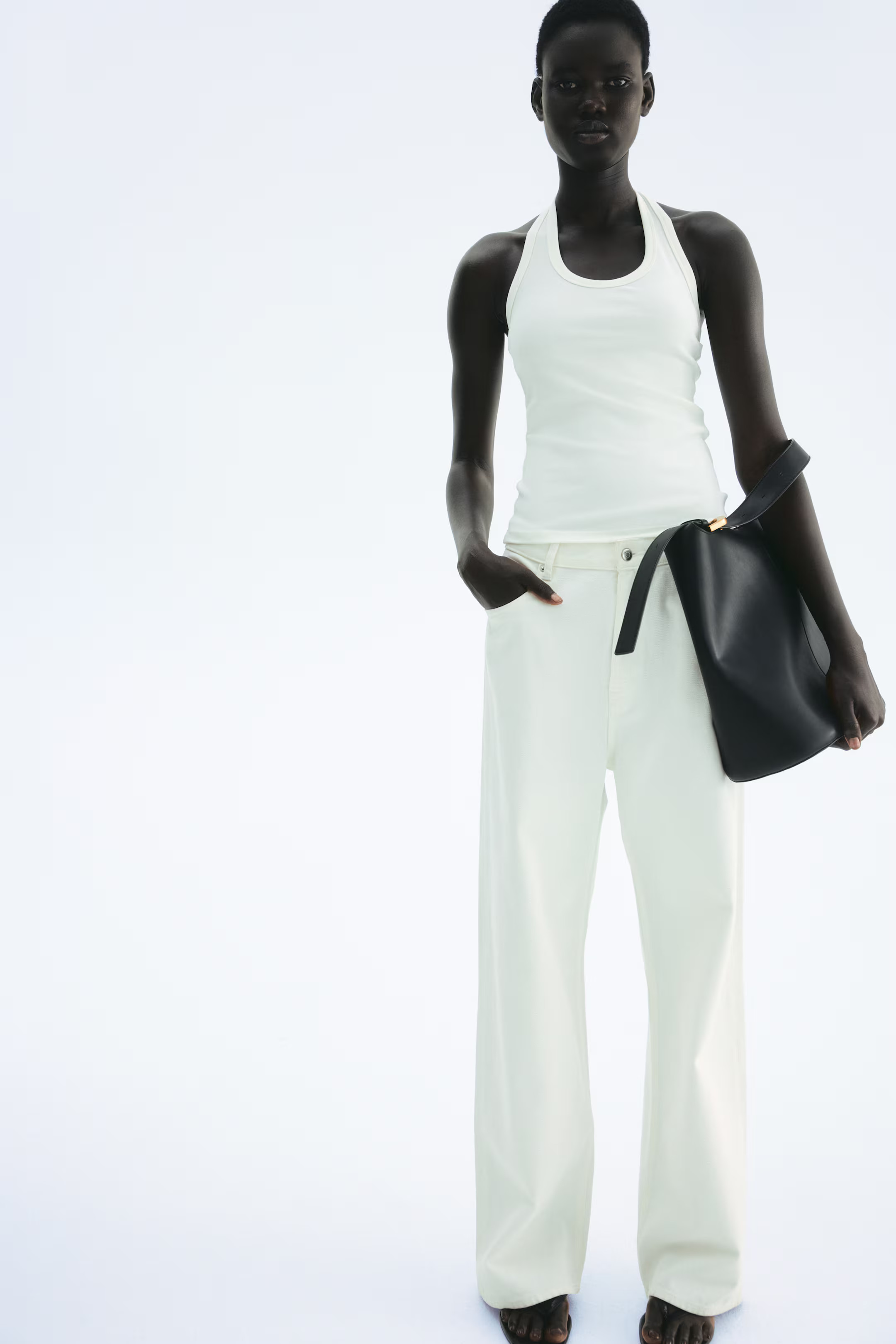 - Pima cotton halterneck top - White - Ladies | H&M GB | H&M (UK, MY, IN, SG, PH, TW, HK)