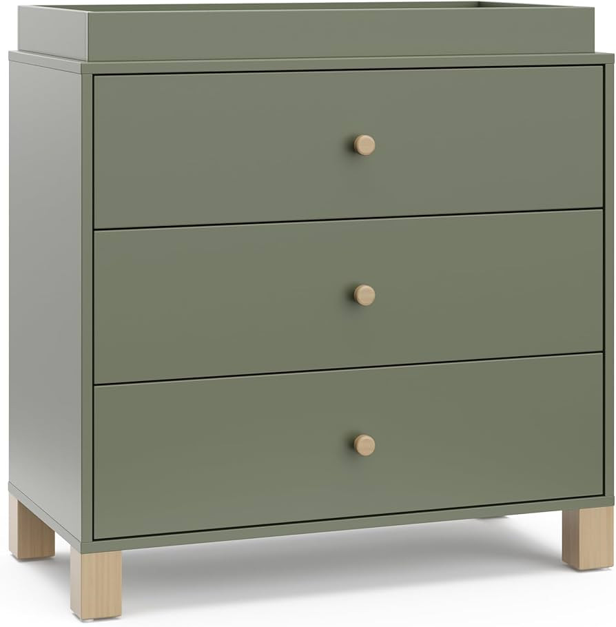 Storkcraft California 3-Drawer Chest with Removable Changing Topper (Olive with Driftwood) – GR... | Amazon (US)