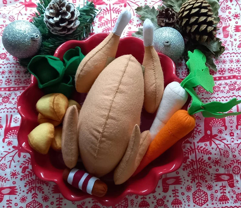 Felt Play Food, Felt Turkey, Felt Christmas Dinner, Christmas Dinner, Felt Food - Etsy | Etsy (US)