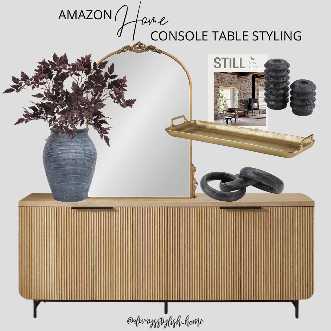 Amazon Home - console table styling - entry way styling - fluted console table, buffet table, sid... | Amazon (US)