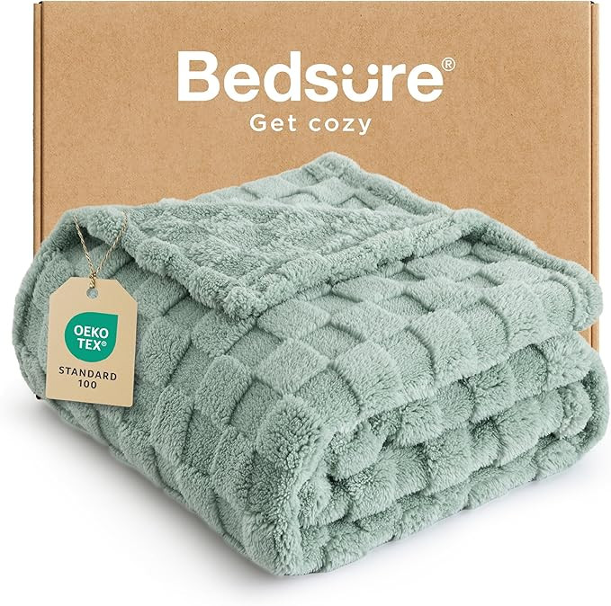 Bedsure GentleSoft Sage Green Throw Blanket for Couch - Checkered Fleece Blankets Gifts for Women... | Amazon (US)