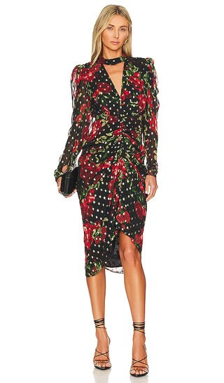 Midi Dress in Black & Red Roses | Revolve Clothing (Global)