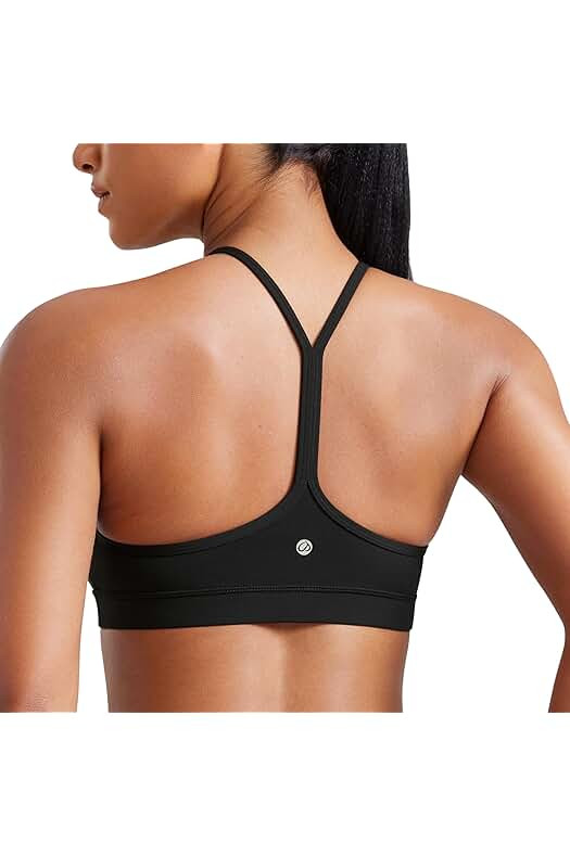 CRZ YOGA Womens Butterluxe Y Back Sports Bra - Padded Racerback Low Impact Spaghetti Strap Top  | Amazon (US)