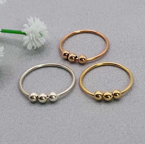 Bead Stacking Ring/ Anxiety Bead Ring With3 Beads/ Thin | Etsy | Etsy (US)