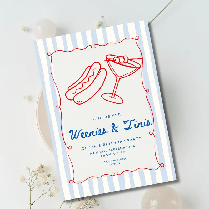Weenies and Tinis Party, Weenies and Martinis Birthday, Weenies and Tinis Invitation, Weenies and... | Etsy (US)