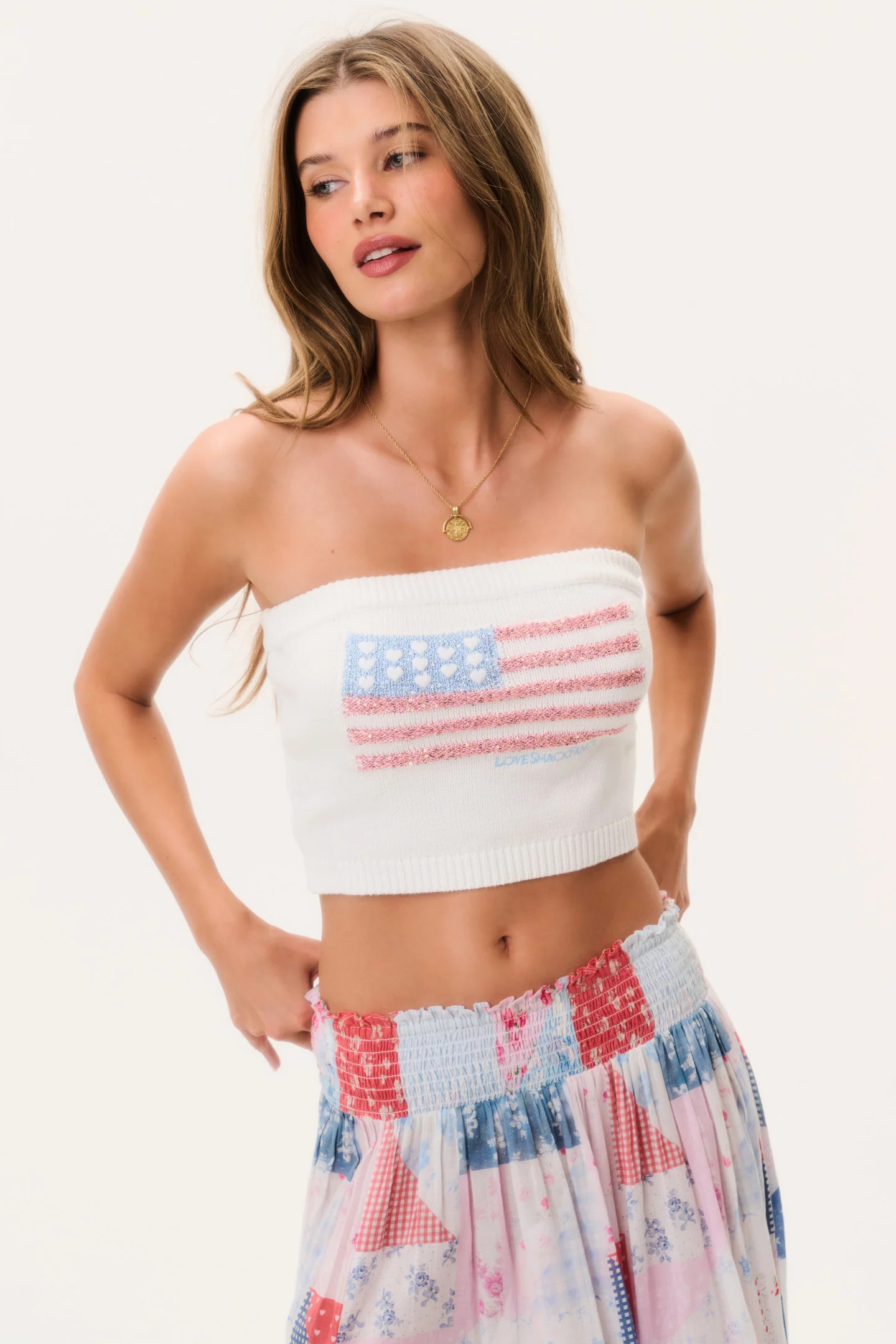 Deserae Sparkle Americana Tube Top - POP ROCKET / M | LoveShackFancy