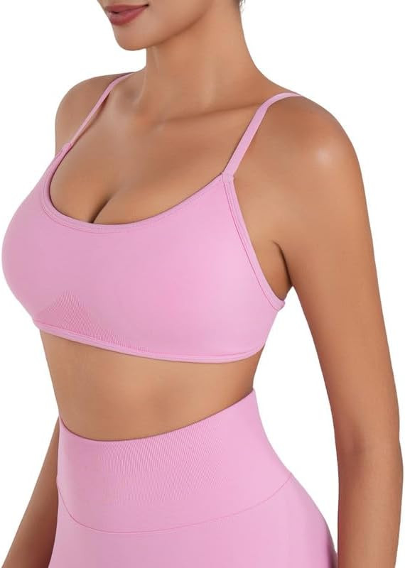 Sunzel Women's Open Back Sports Bra Adjustable Spaghetti Strap Seamless Low Impact Workout Gym Yo... | Amazon (US)