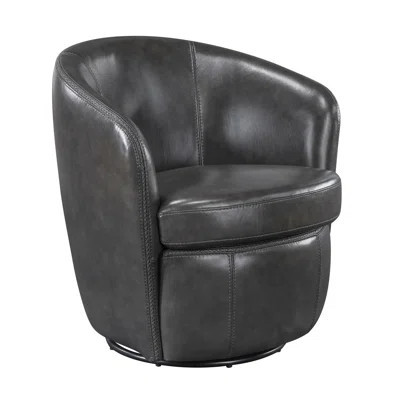 Smoky Gray, Luxury Swivel Chair, Upholstery, Solid Wood Frame, Foam, 360 - Degree Movement, Zippered Removable Seat Cover Leather, Wrapped Cushions, R | Wayfair North America