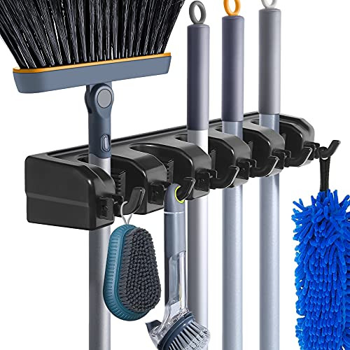 HYRIXDIRECT Mop and Broom Holder Wall Mount Heavy Duty Broom Garden Tool Organizer Mop Hanger Home C | Amazon (US)