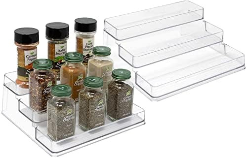 Sorbus 3-Tier Plastic Spice Rack Organizer - Step Shelf – for Cabinet, Kitchen Pantry, Countertop, B | Amazon (US)