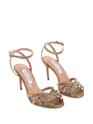 Aquazzura 85mm Tequila Embellished Sandals | Brown | FARFETCH | Farfetch Global