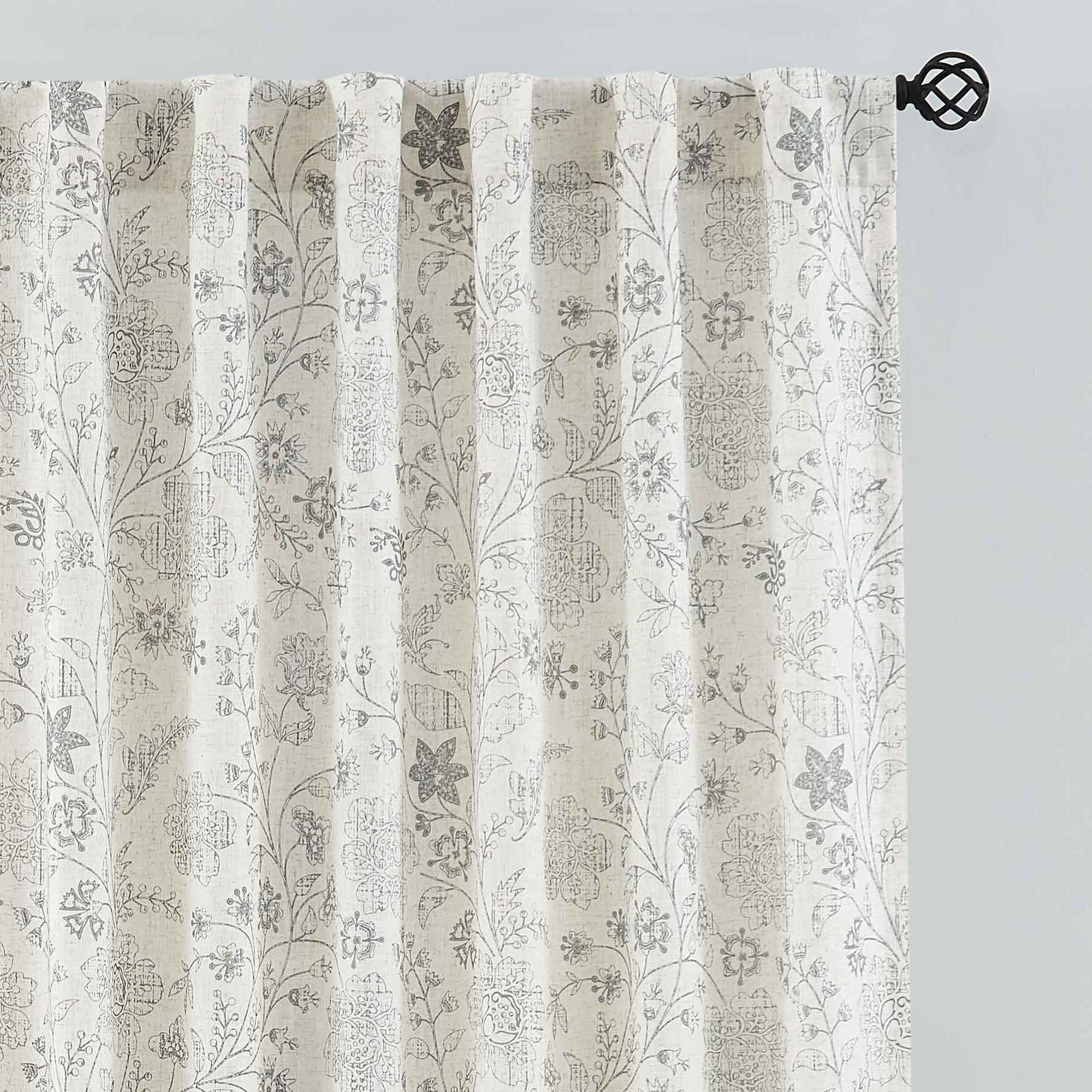 Vision Home Floral Linen Curtains 84 inch Long Rod Pocket Back Tab Farmhouse Light Filtering Bota... | Amazon (US)