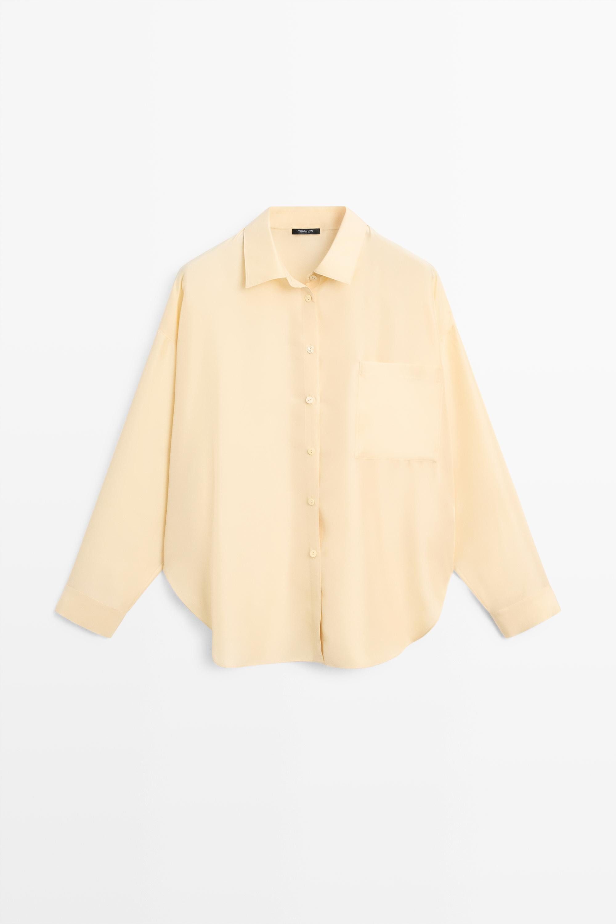 Flowing 100% silk shirt \u00b7 Yellow \u00b7 Shirts | Massimo Dutti | Massimo Dutti US