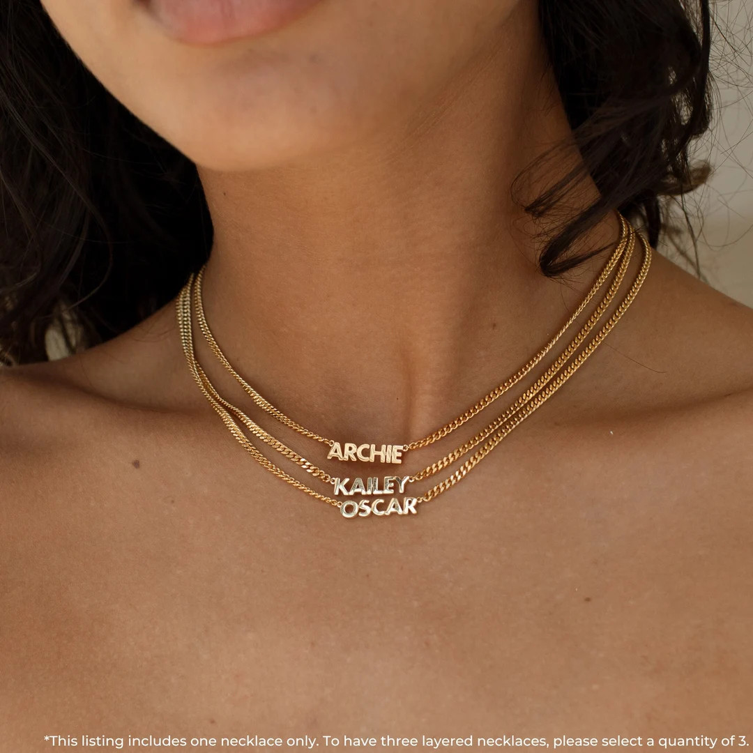 Custom Name Curb Chain Necklace by GracePersonalized - Dainty Personalized Minimal Name Necklace ... | Etsy (US)