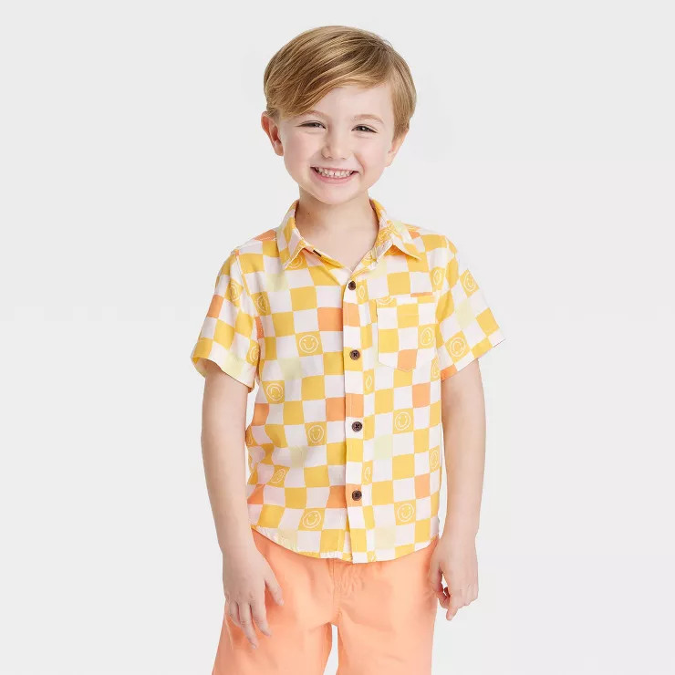 Toddler Boys' Short Sleeve Challis Button-Down Shirt - Cat & Jack™ | Target