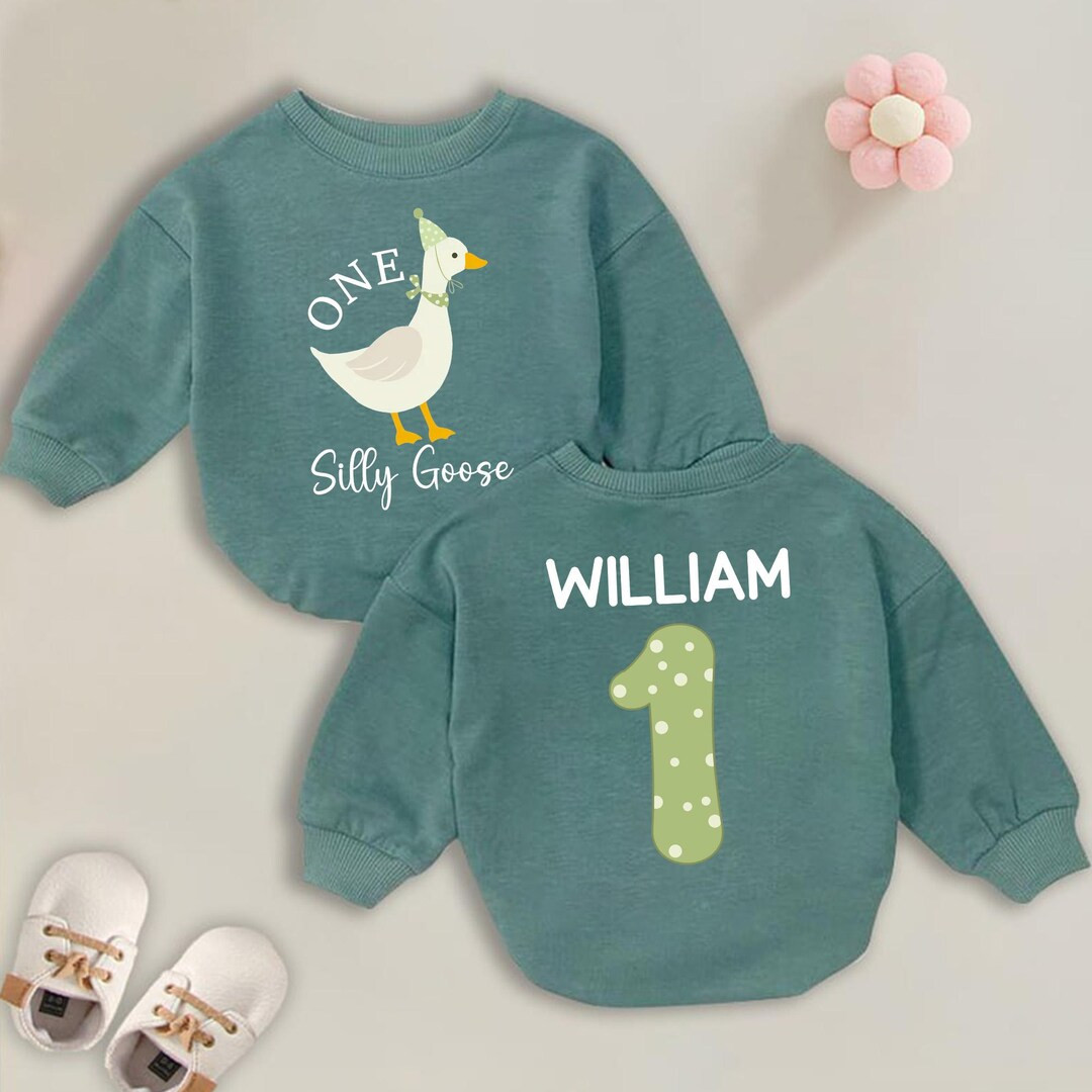 One Silly Goose Birthday Bubble Romper, Custom Name Baby Bodysuit, Goose Theme First Birthday, Fu... | Etsy (US)