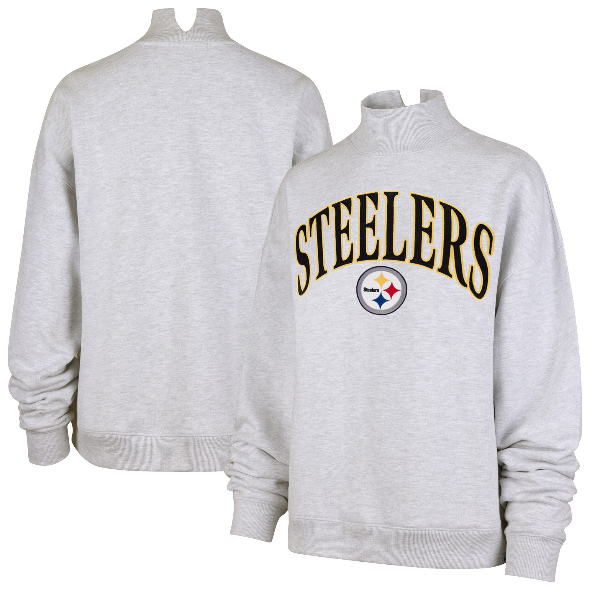 Women's Pittsburgh Steelers '47 Heather Gray Vantage Mock Neck Pullover Sweatshirt | NFL Shop